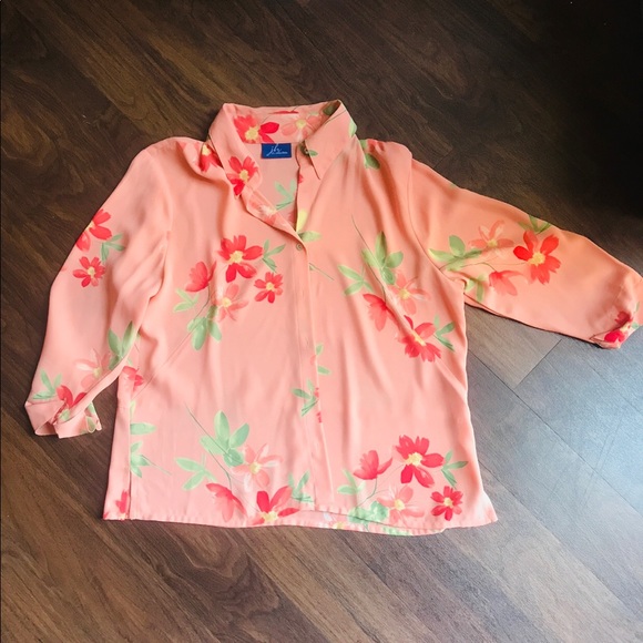 Peach Floral 3/4 Sleeve Blouse & MIDI Skirt Set - Picture 8 of 8